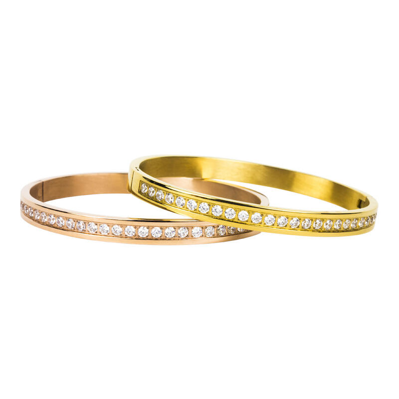 2067 Armband Goud en Roségoud met op de voorzijde Zirkonia stenen 6mm Kalli Jewelry