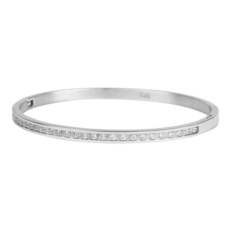 2132 Armband Zilver Staal met Zirkonia Steen Kalli Jewelry 4mm