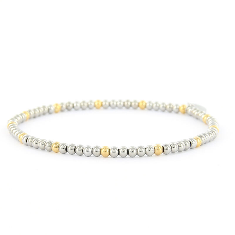 2695 Schakelarmband Bicolor Goud Zilver Bolletje 3mm Kalli Jewelry