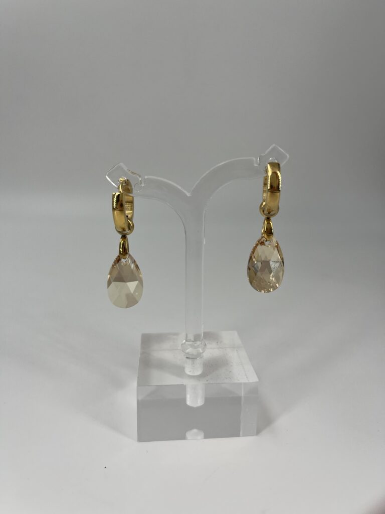 Oorhangers Swarovski Bol Champagne, Goud