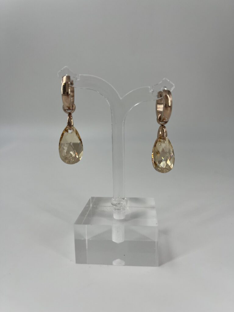 Oorhangers Swarovski Bol Champagne, Roségoud