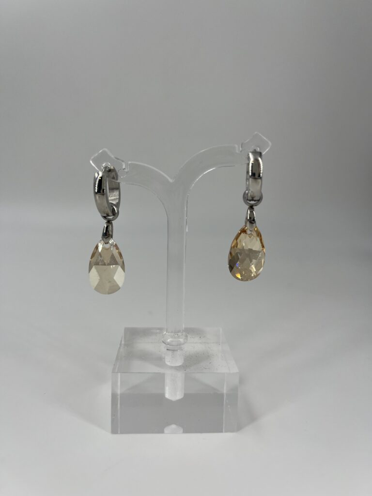 Oorhangers Swarovski Bol Champagne, Zilver