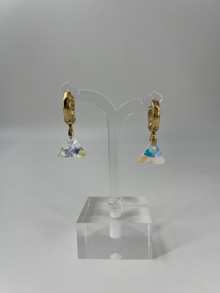 Oorhanger Swarovski Driehoek Crystal, Goud