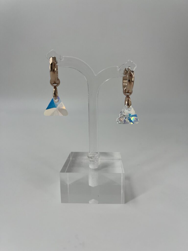 Oorhanger Swarovski Driehoek Crystal, Roségoud