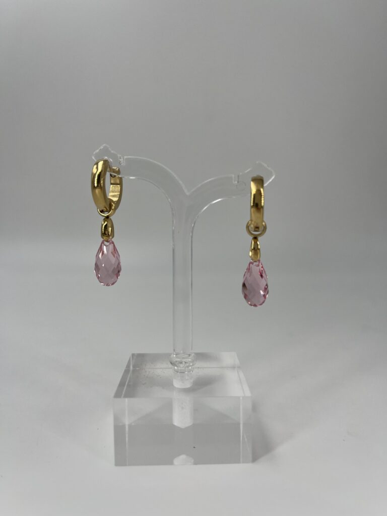 Oorhanger Swarovski Bol Klein Roze, Goud
