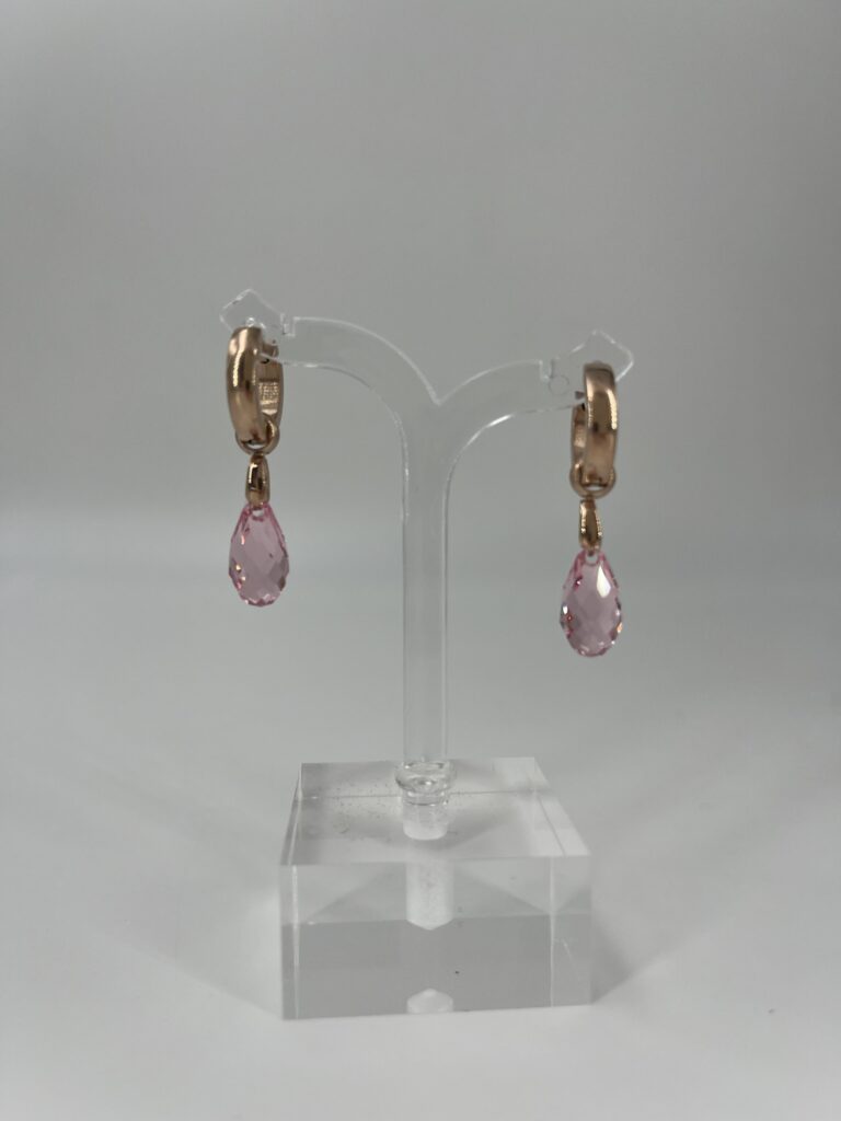 Oorhanger Swarovski Bol Klein Roze, Roségoud