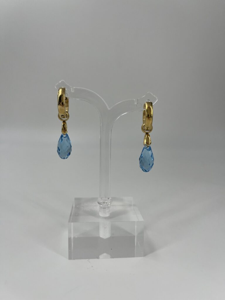 Oorhanger Swarovski Bol Klein Blauw, Goud
