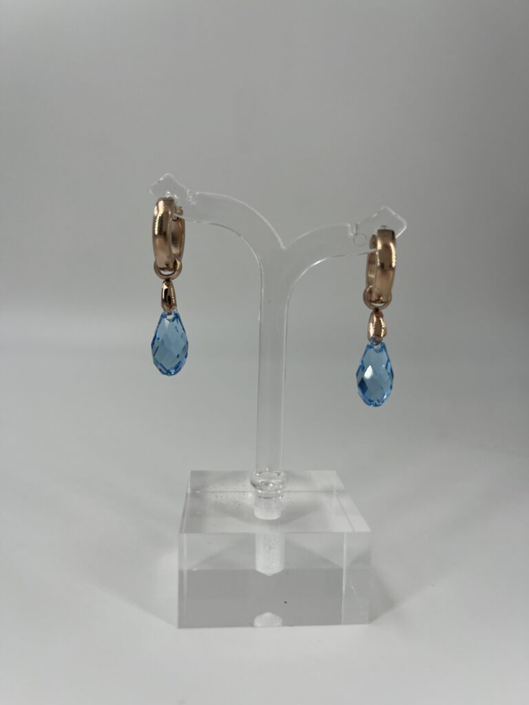Oorhanger Swarovski Bol Klein Blauw, Roségoud