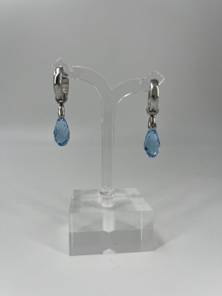 Oorhanger Swarovski Bol Klein Blauw, Zilver
