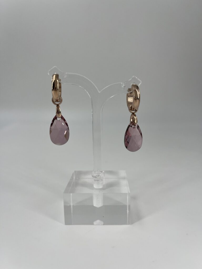 Oorhanger Swarovski Bol Roze, Roségoud