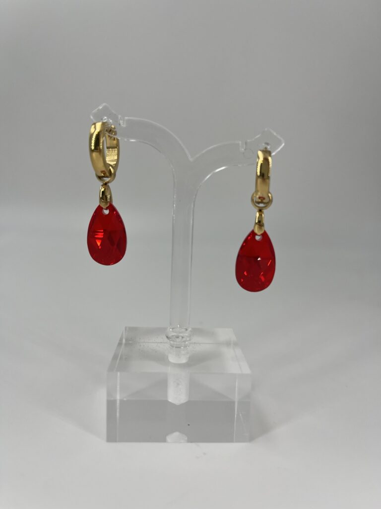Oorhanger Swarovski Bol Rood, Goud