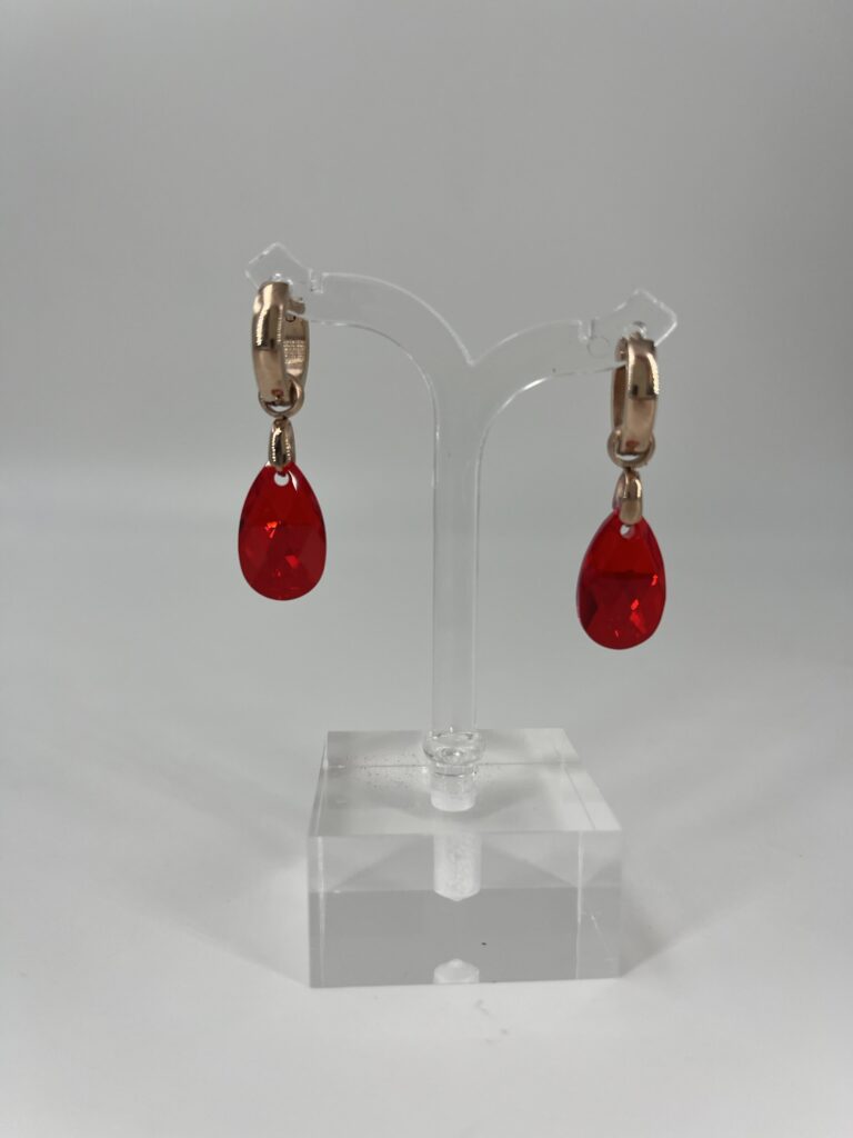 Oorhanger Swarovski Bol Rood, Roségoud
