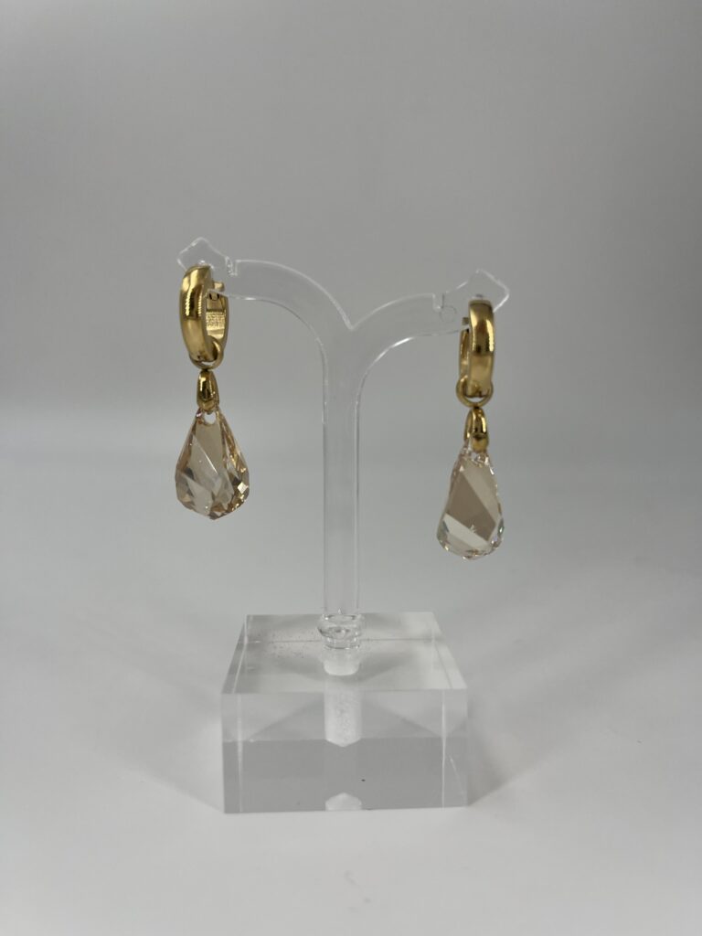 Oorhanger Swarovski Druppel Champagne, Goud