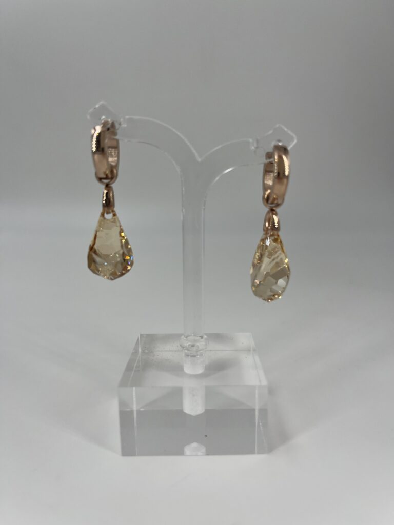 Oorhanger Swarovski Druppel Champagne, Roségoud