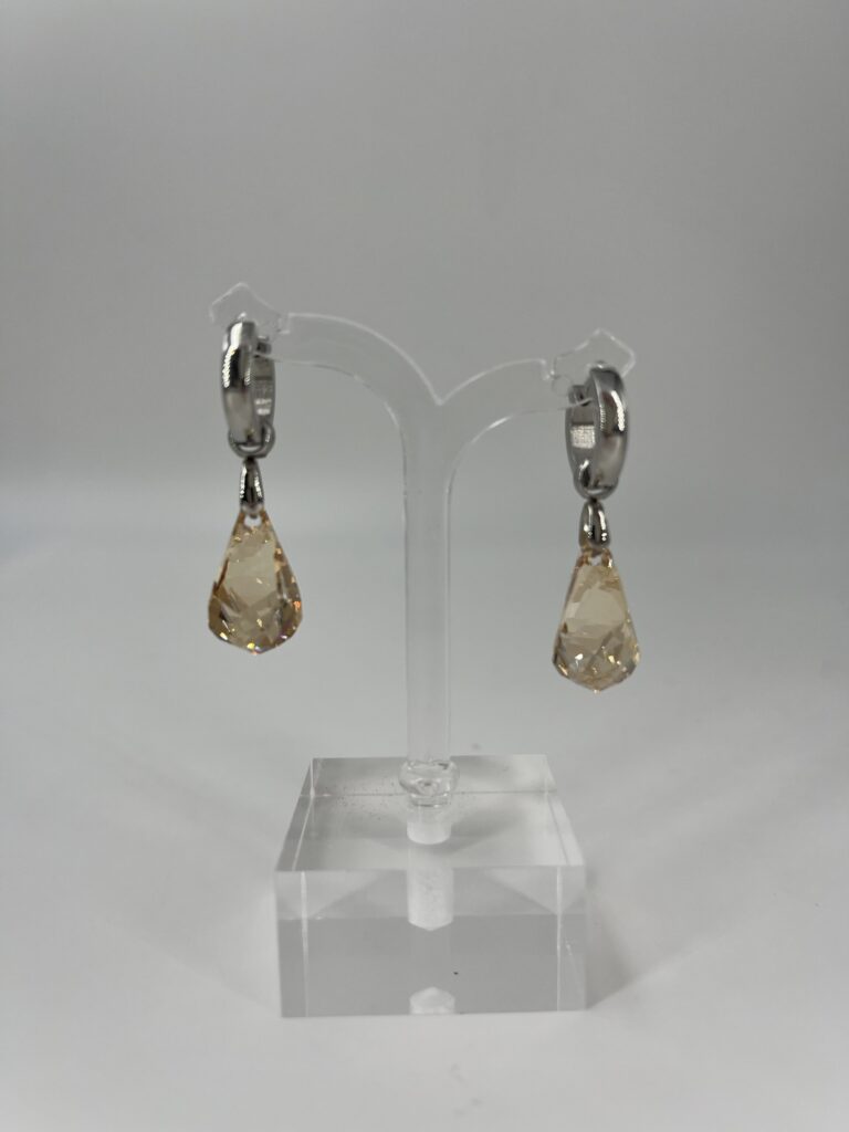 Oorhanger Swarovski Druppel Champagne, Zilver