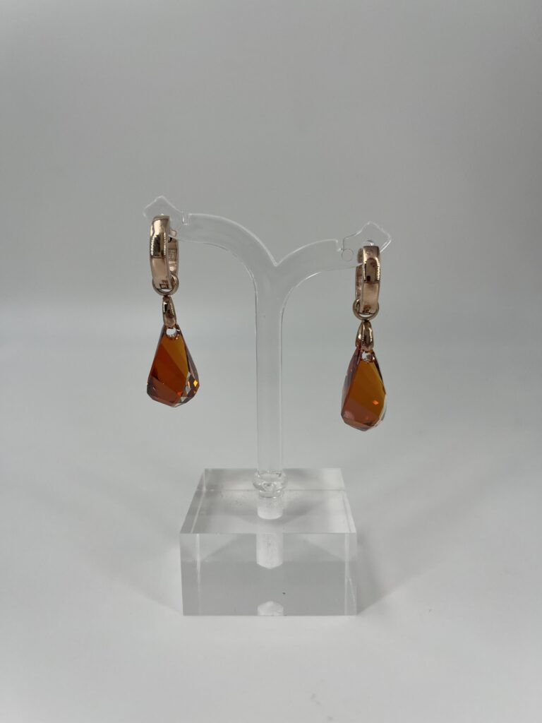 Oorhanger Swarovski Druppel Roodbruin, Roségoud
