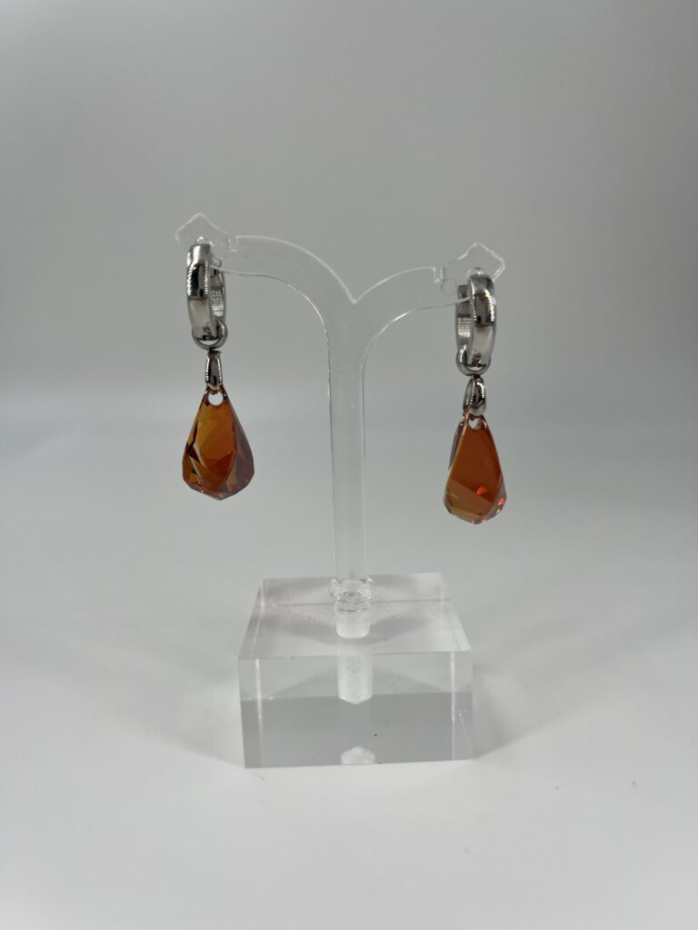 Oorhanger Swarovski Druppel Roodbruin, Zilver