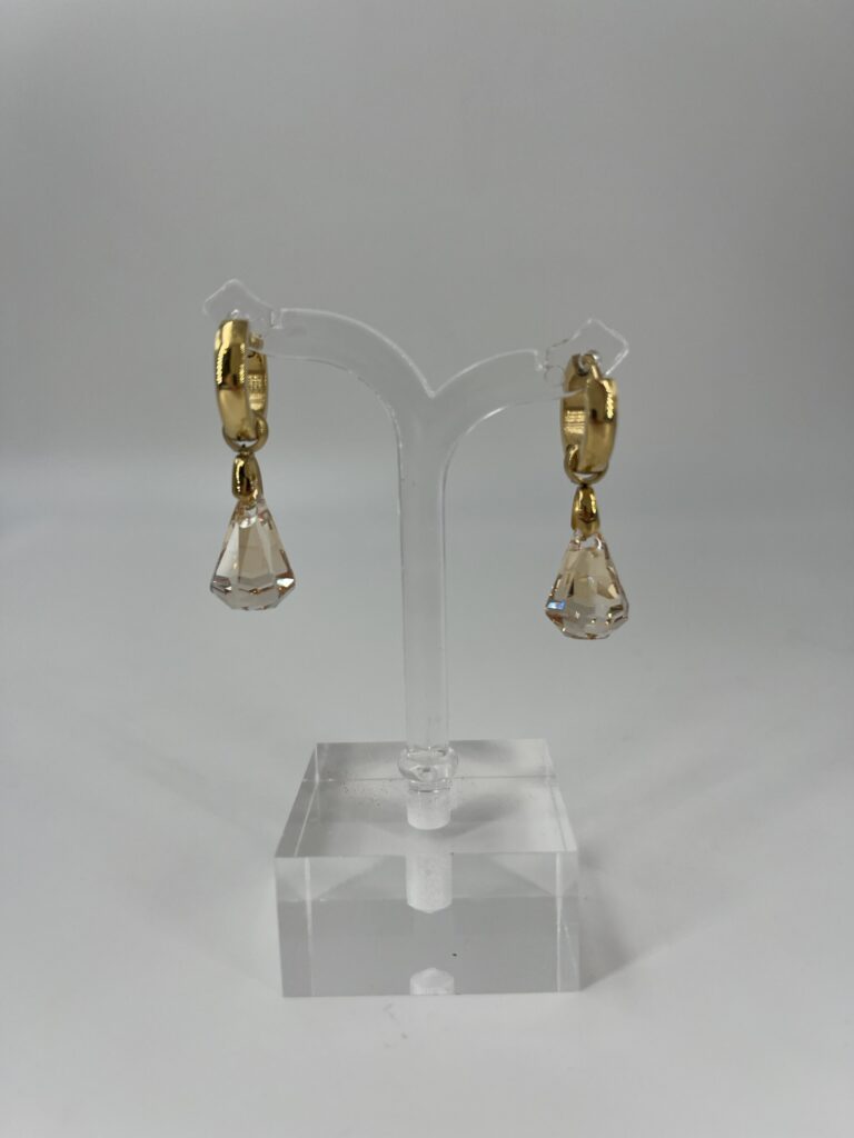 Oorhanger Swarovski Druppel Klein Champagne, Goud