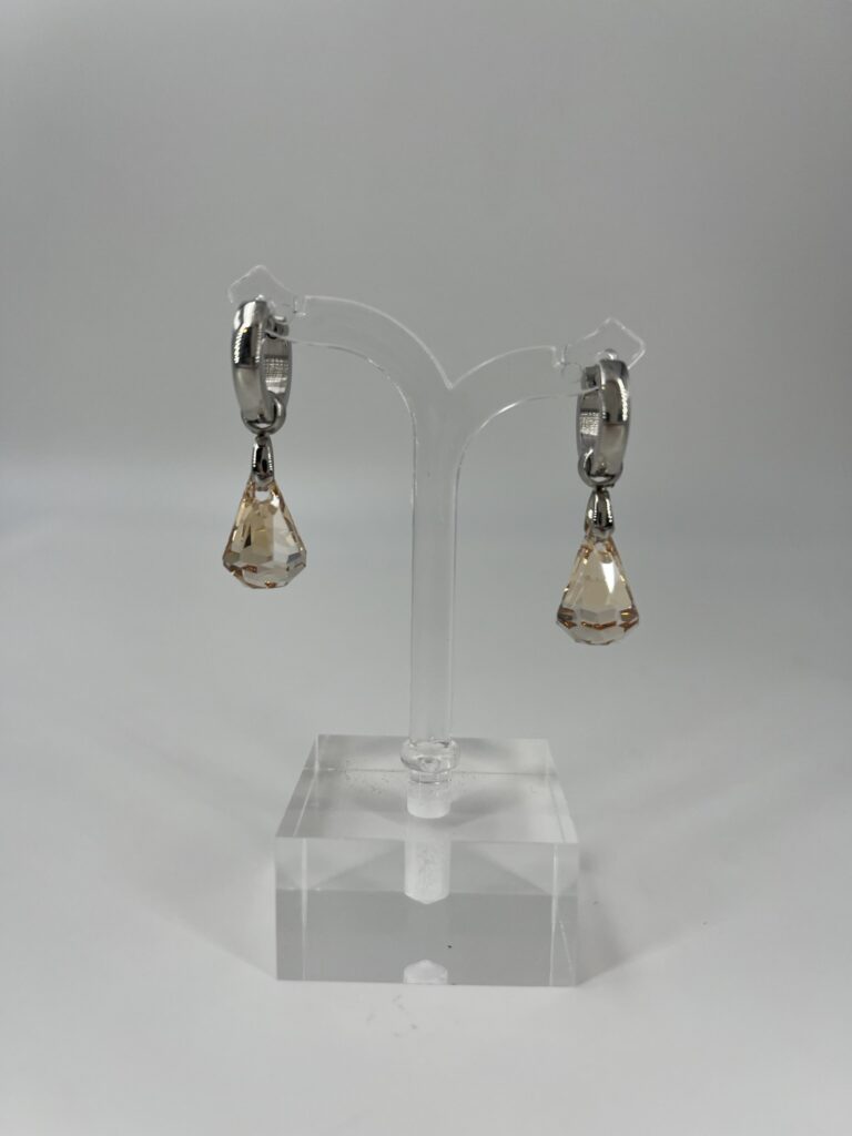 Oorhanger Swarovski Druppel Klein Champagne, Zilver