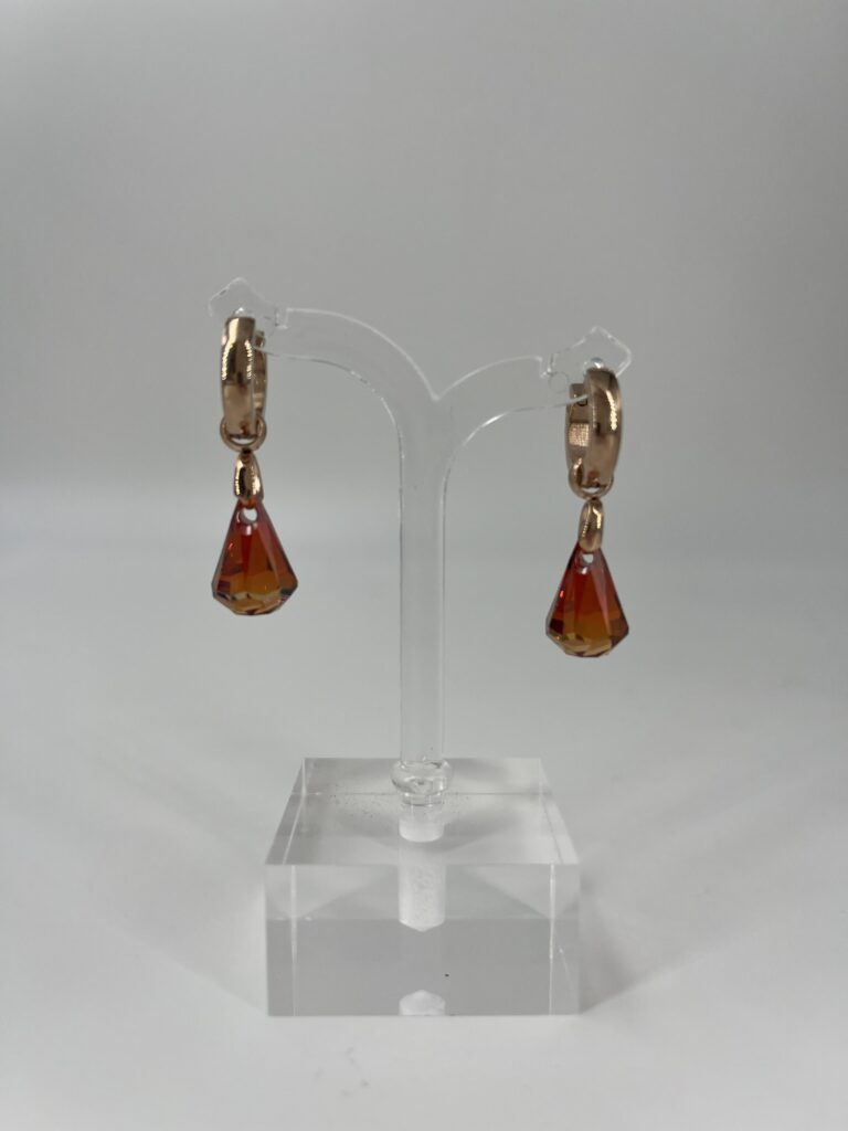 Oorhanger Swarovski Druppel Klein Roodbruin, Roségoud