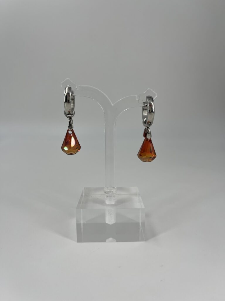 Oorhanger Swarovski Druppel Klein Roodbruin, Zilver