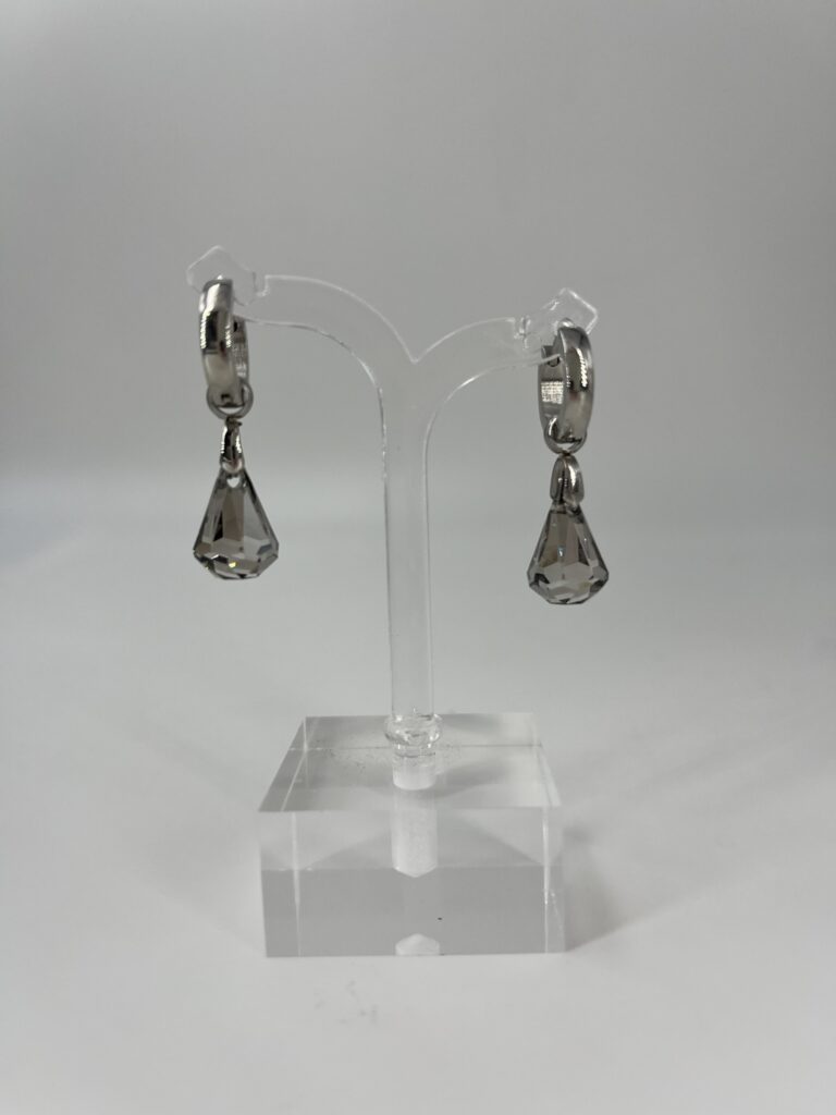 Oorhanger Swarovski Druppel Klein Grijs, Zilver